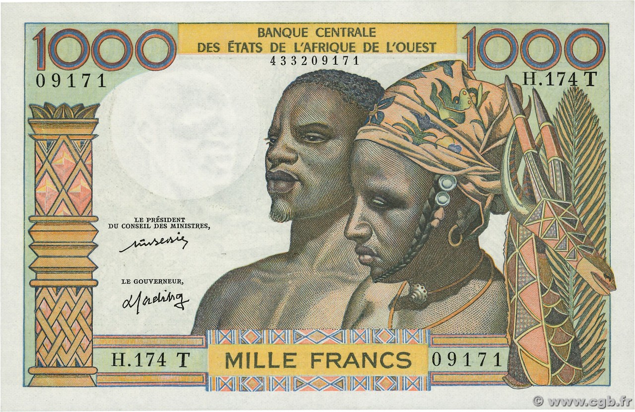 1000 Francs ÉTATS DE L AFRIQUE DE L OUEST  1977 P.803Tm SPL