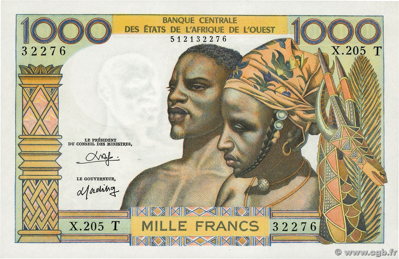 1000 Francs ÉTATS DE L AFRIQUE DE L OUEST  1977 P.803To NEUF