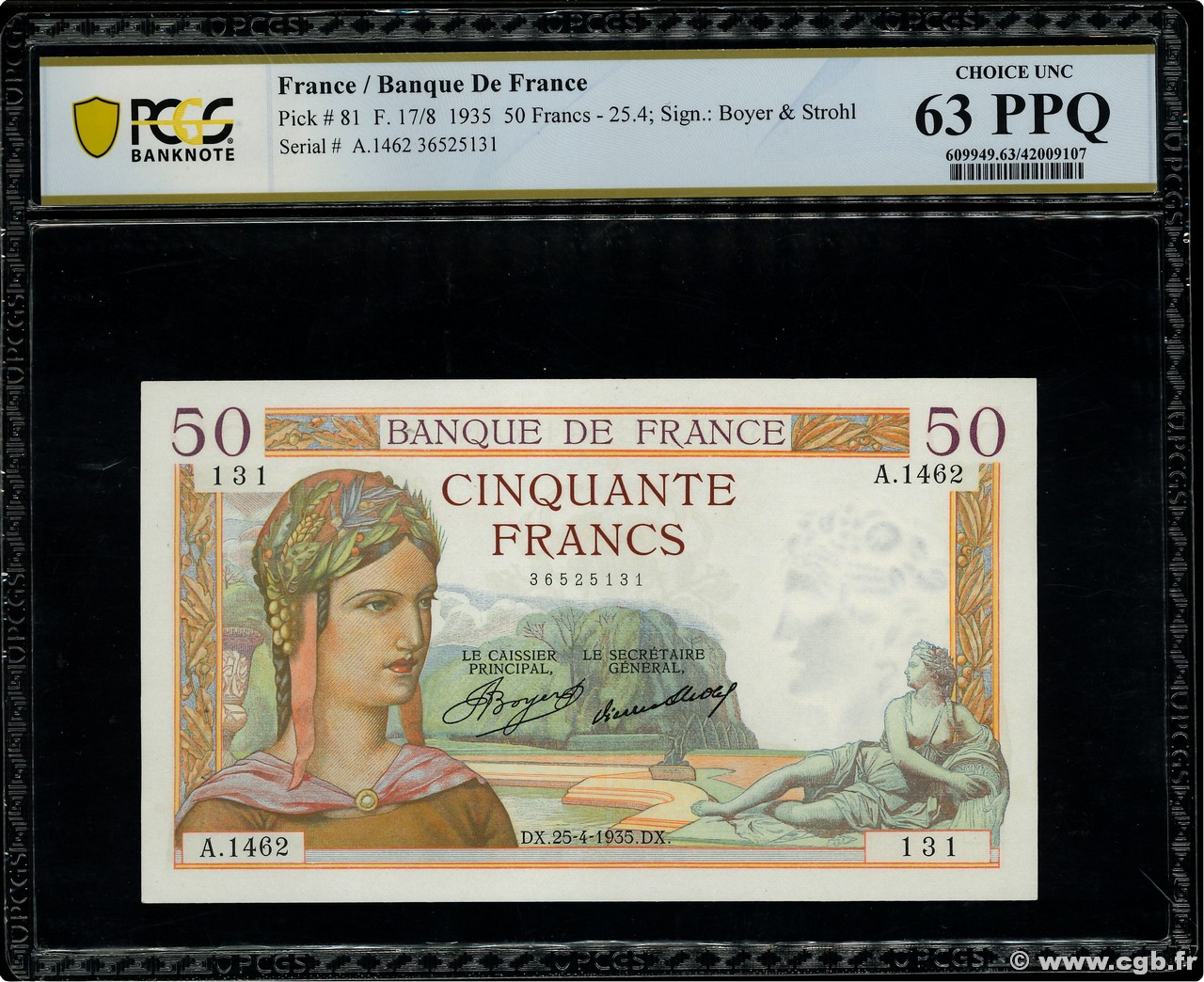 50 Francs CÉRÈS FRANCIA  1935 F.17.08 q.FDC