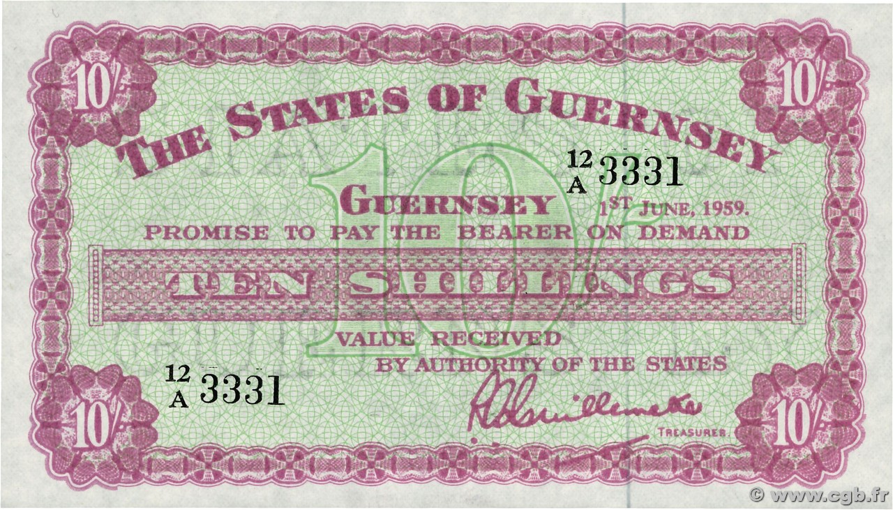 10 Shillings GUERNSEY  1959 P.42b FDC