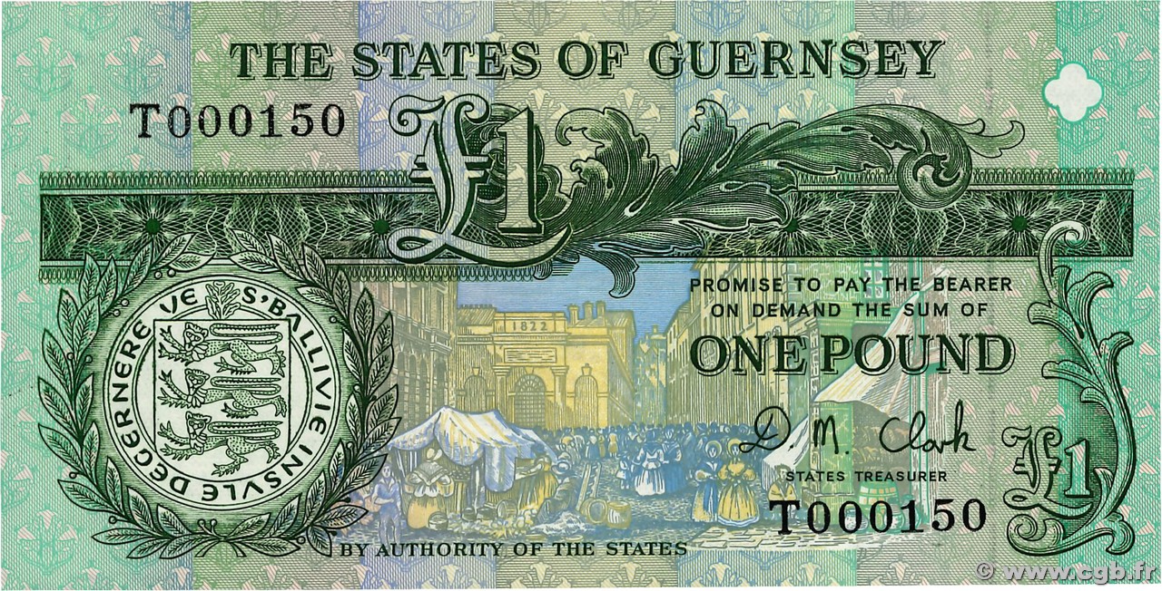 1 Pound Petit numéro GUERNSEY  1996 P.52c ST