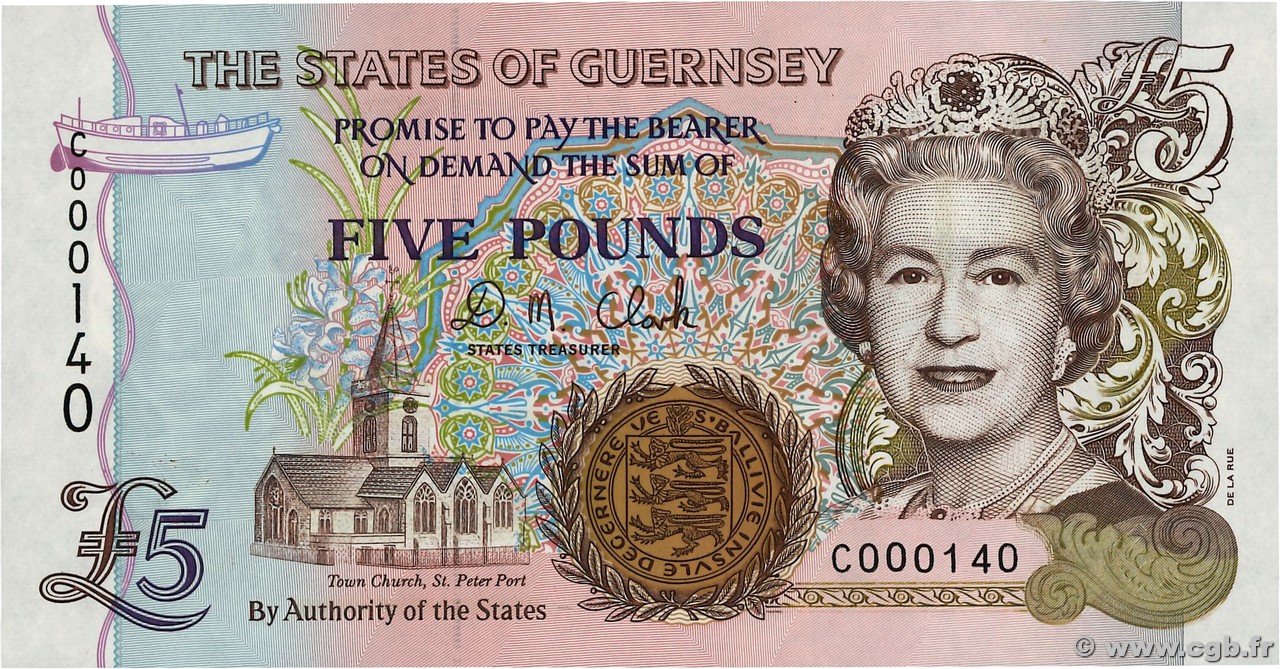 5 Pounds Petit numéro GUERNSEY  2008 P.56b q.FDC