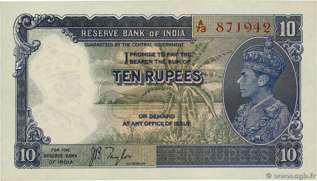 10 Rupees INDIEN
  1937 P.019a VZ+