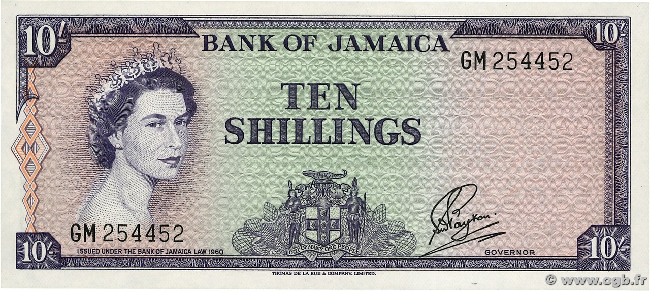 10 Shillings JAMAICA  1964 P.51Bb UNC