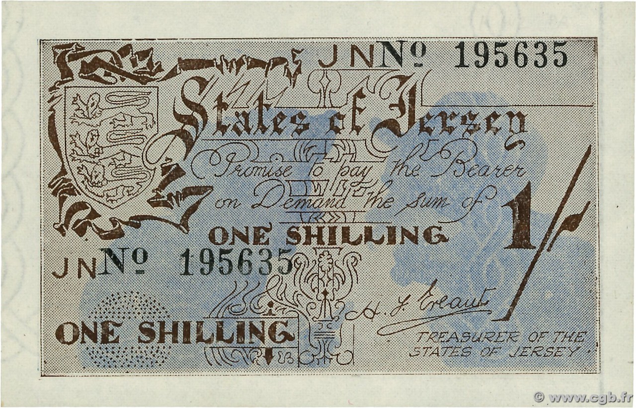 1 Shilling JERSEY  1941 P.02a AU