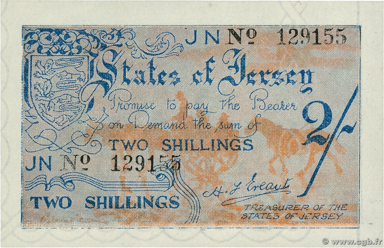 2 Shillings JERSEY  1941 P.03a pr.NEUF