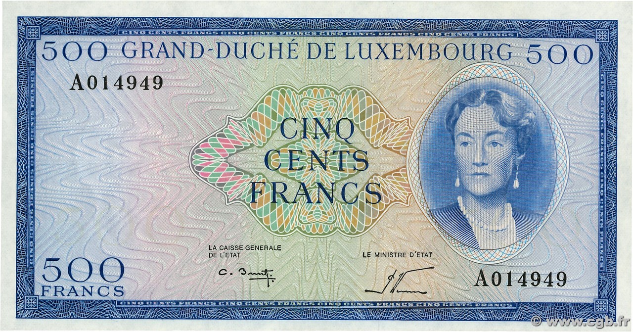 500 Francs Spécimen LUSSEMBURGO  1982 P.52As FDC