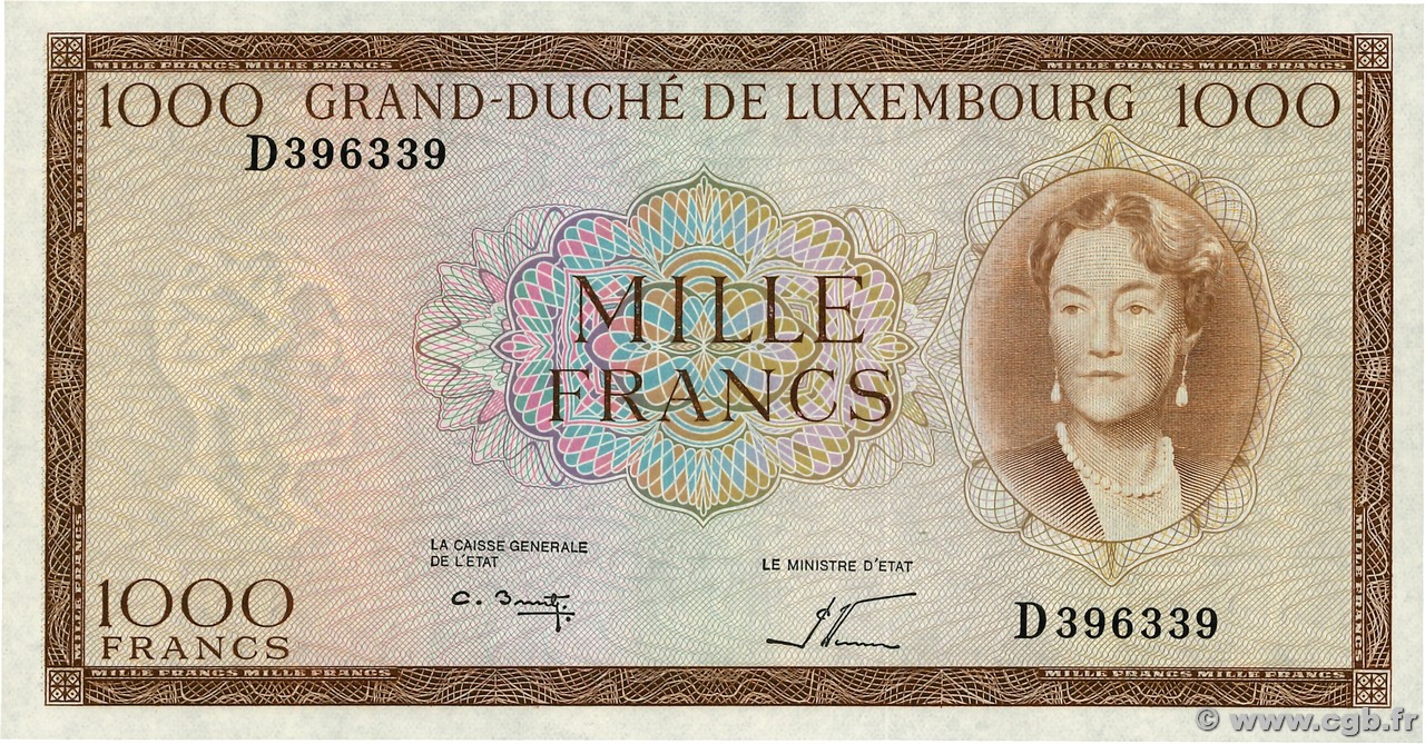 1000 Francs Spécimen LUXEMBURG  1982 P.52Bs fST+