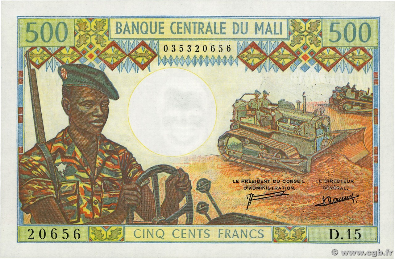 500 Francs MALI  1973 P.12d q.FDC