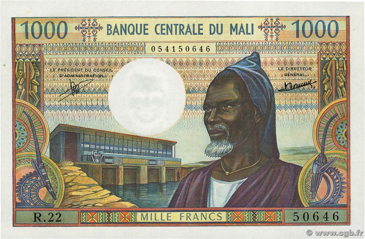 1000 Francs MALI  1970 P.13c FDC