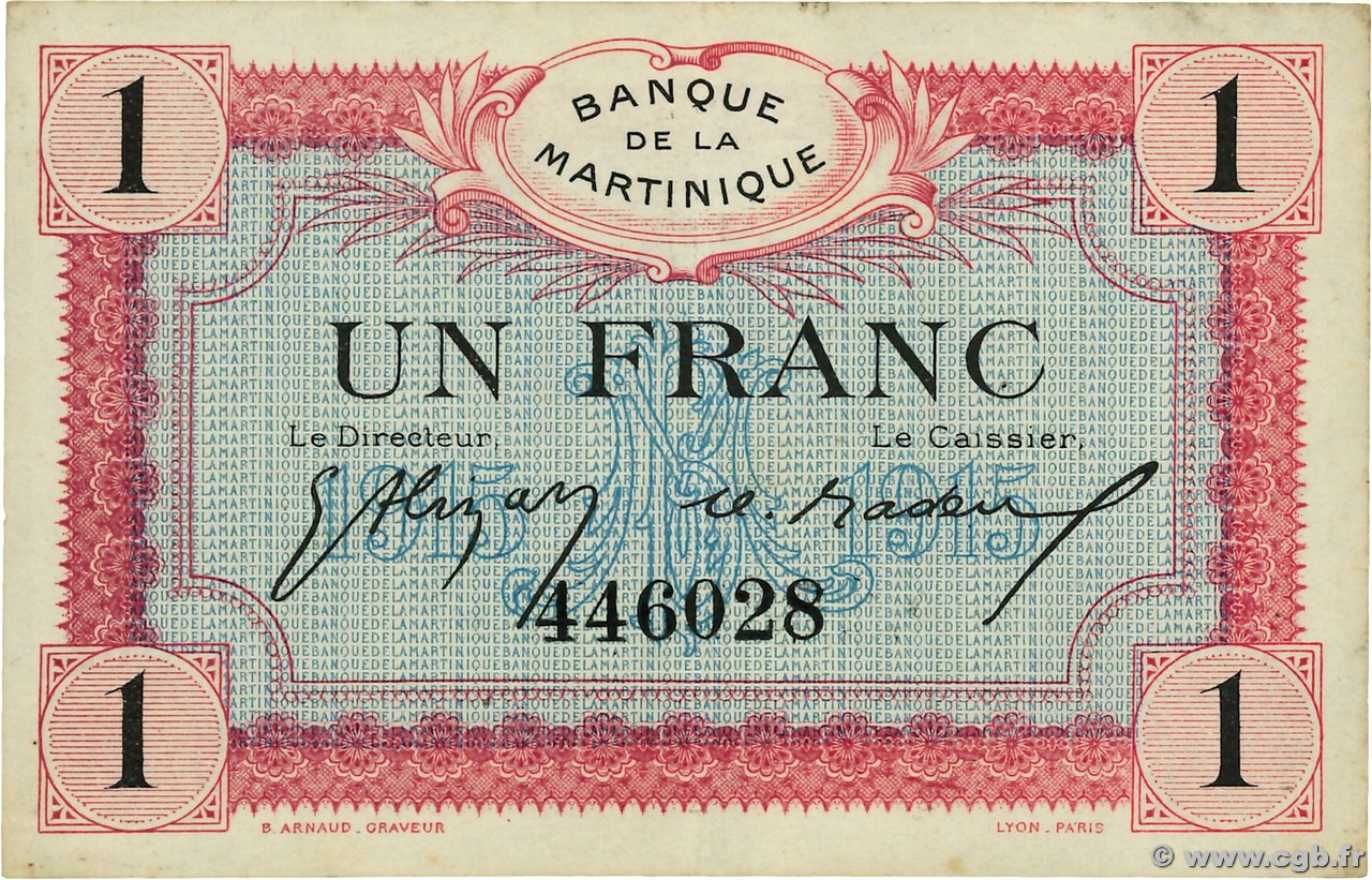 1 Franc MARTINIQUE  1915 P.10 SUP