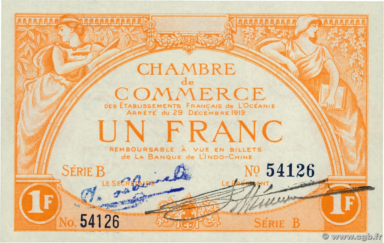 1 Franc OCEANIA  1919 P.03a UNC