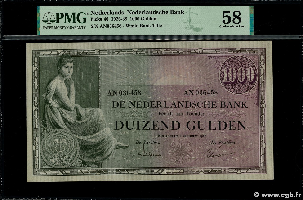 1000 Gulden NIEDERLANDE  1926 P.048 fST