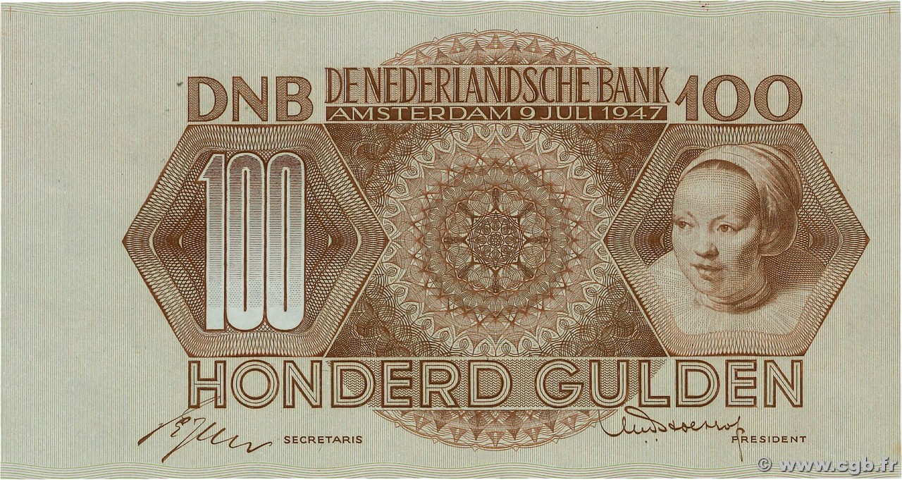 100 Gulden PAíSES BAJOS  1947 P.082 SC+