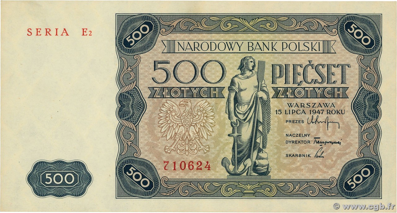 500 Zlotych POLAND  1947 P.132a UNC-