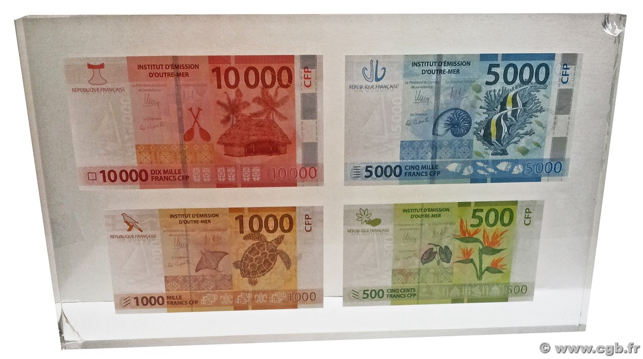 500 à 10000 Francs Spécimen FRENCH PACIFIC TERRITORIES  2014 P.05s à 08s FDC