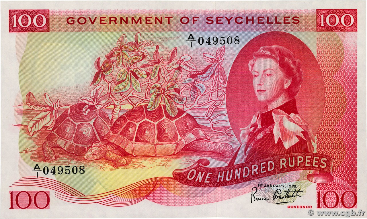 100 Rupees SEYCHELLES  1972 P.18c UNC-