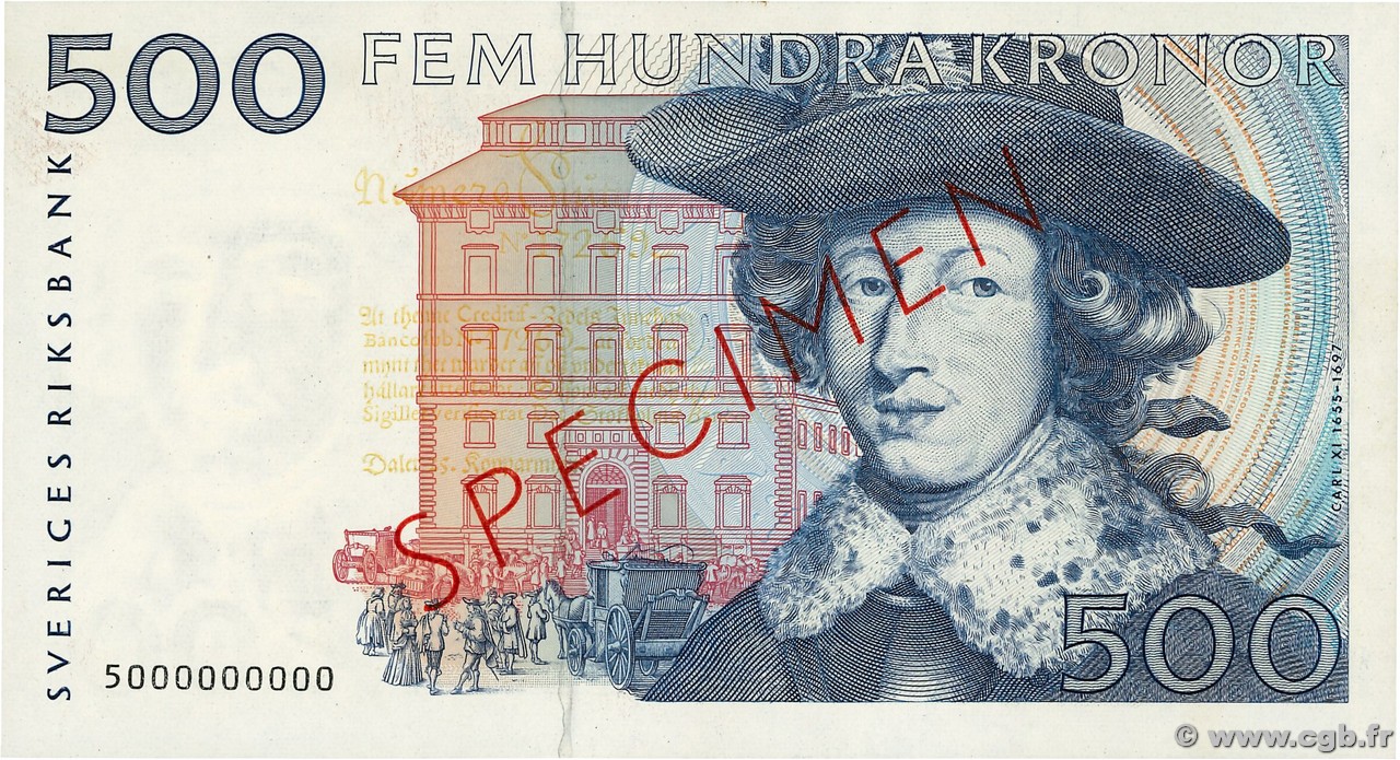 500 Kronor Spécimen SUÈDE  1985 P.58as UNC