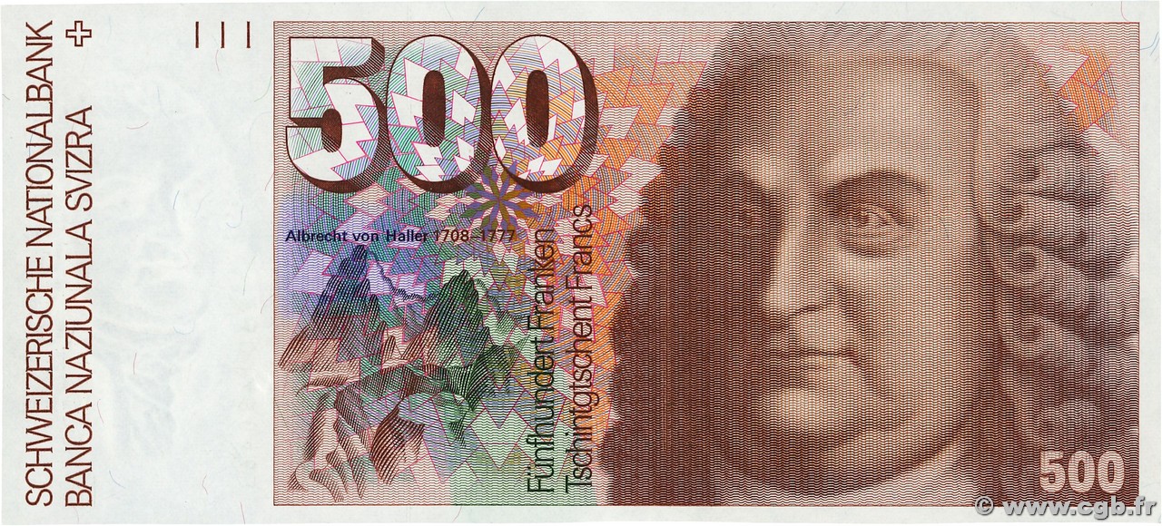 500 Francs SUISSE  1976 P.58a q.FDC