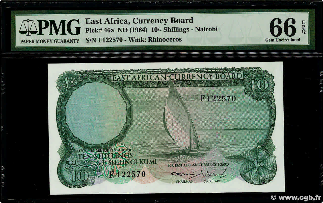 10 Shillings AFRICA DI L EST BRITANNICA   1964 P.46a FDC