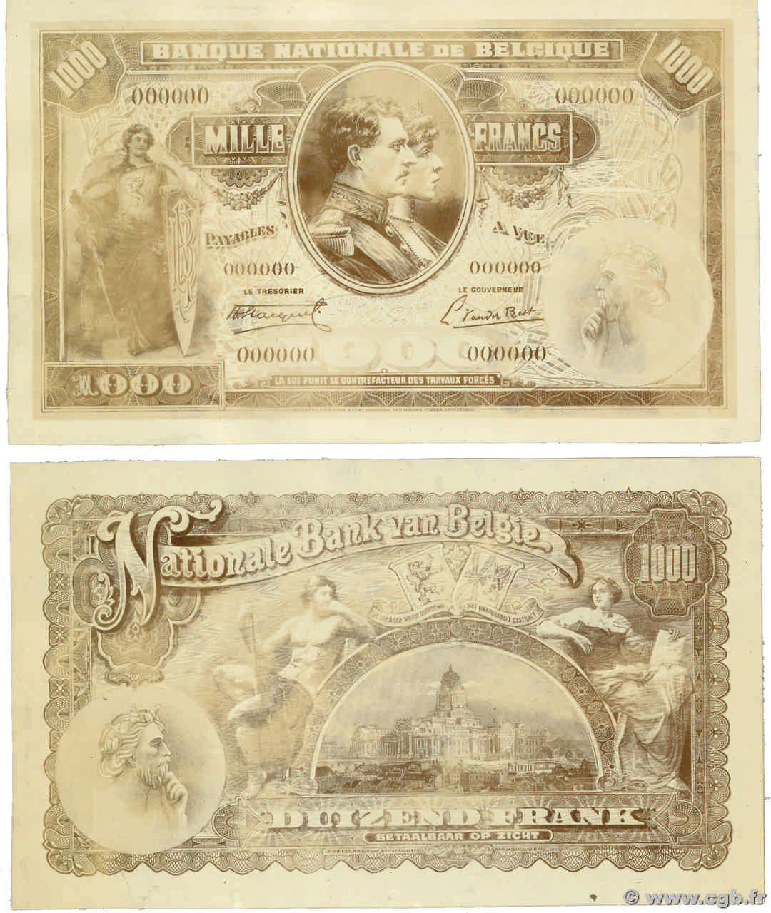 1000 Francs Photo BELGIUM  1923 P.- AU