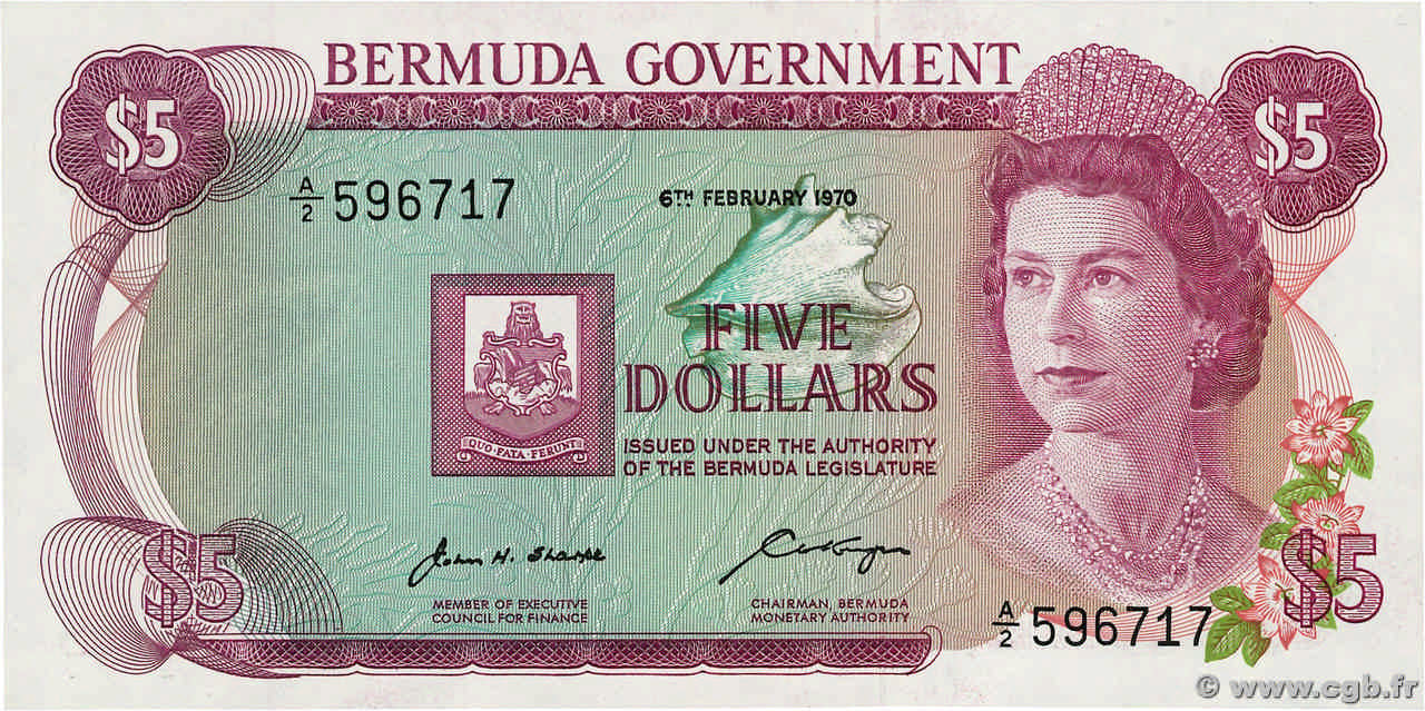 5 Dollars BERMUDA  1970 P.24a UNC-