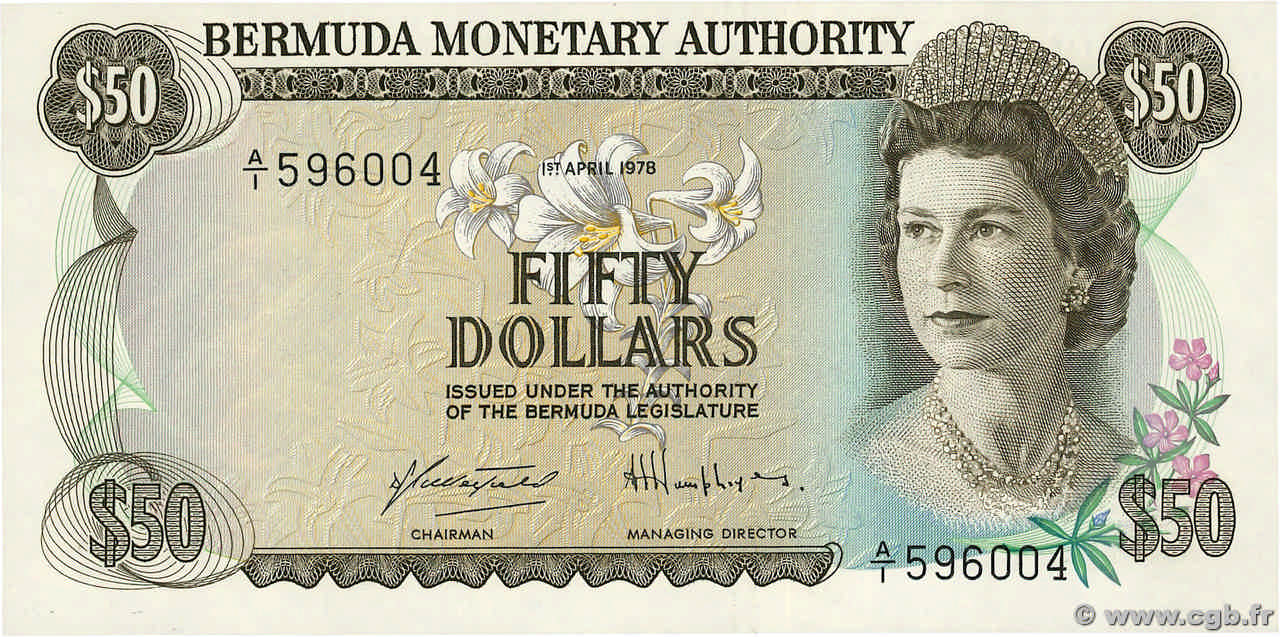 50 Dollars BERMUDAS  1978 P.32b FDC