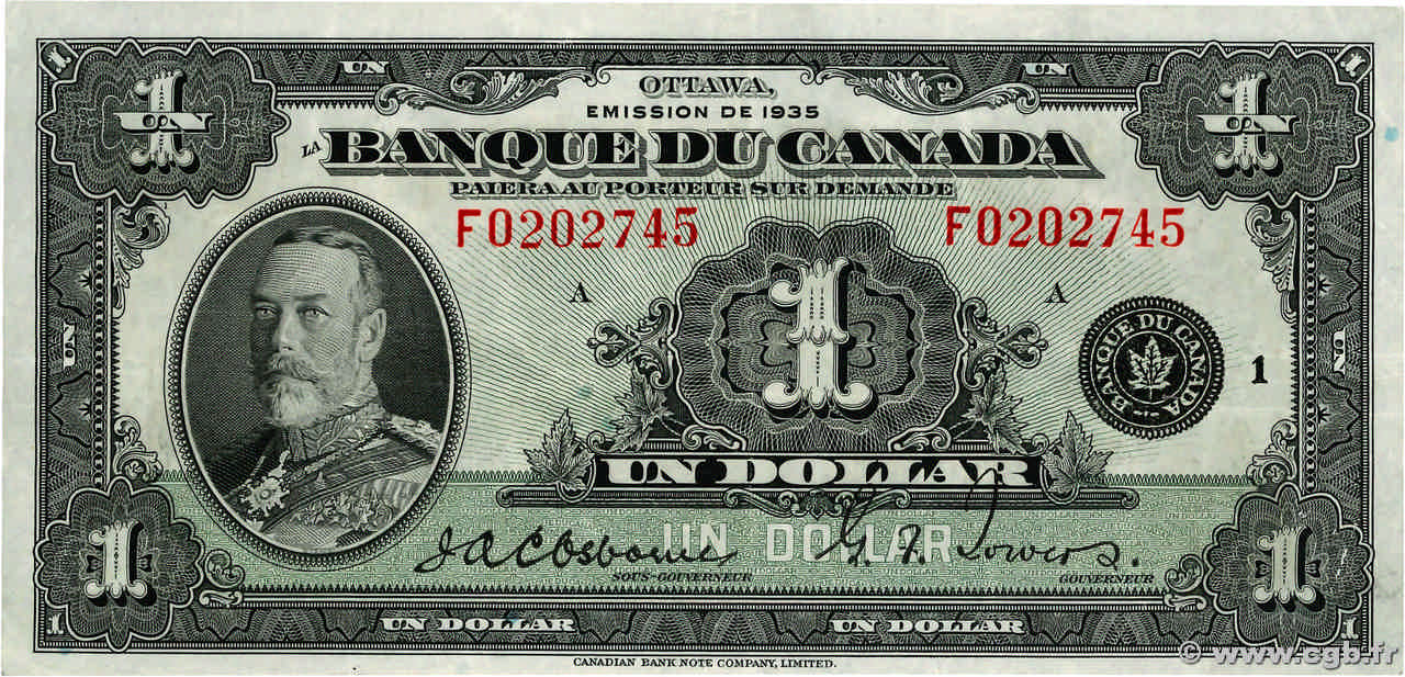 1 Dollar CANADA  1935 P.038 BB