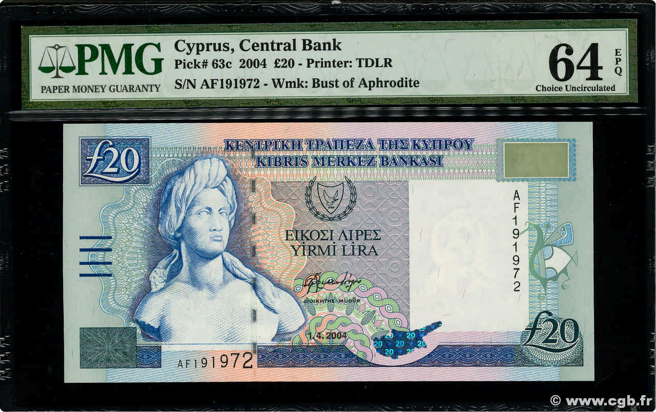 20 Pounds CYPRUS  2004 P.63c UNC-