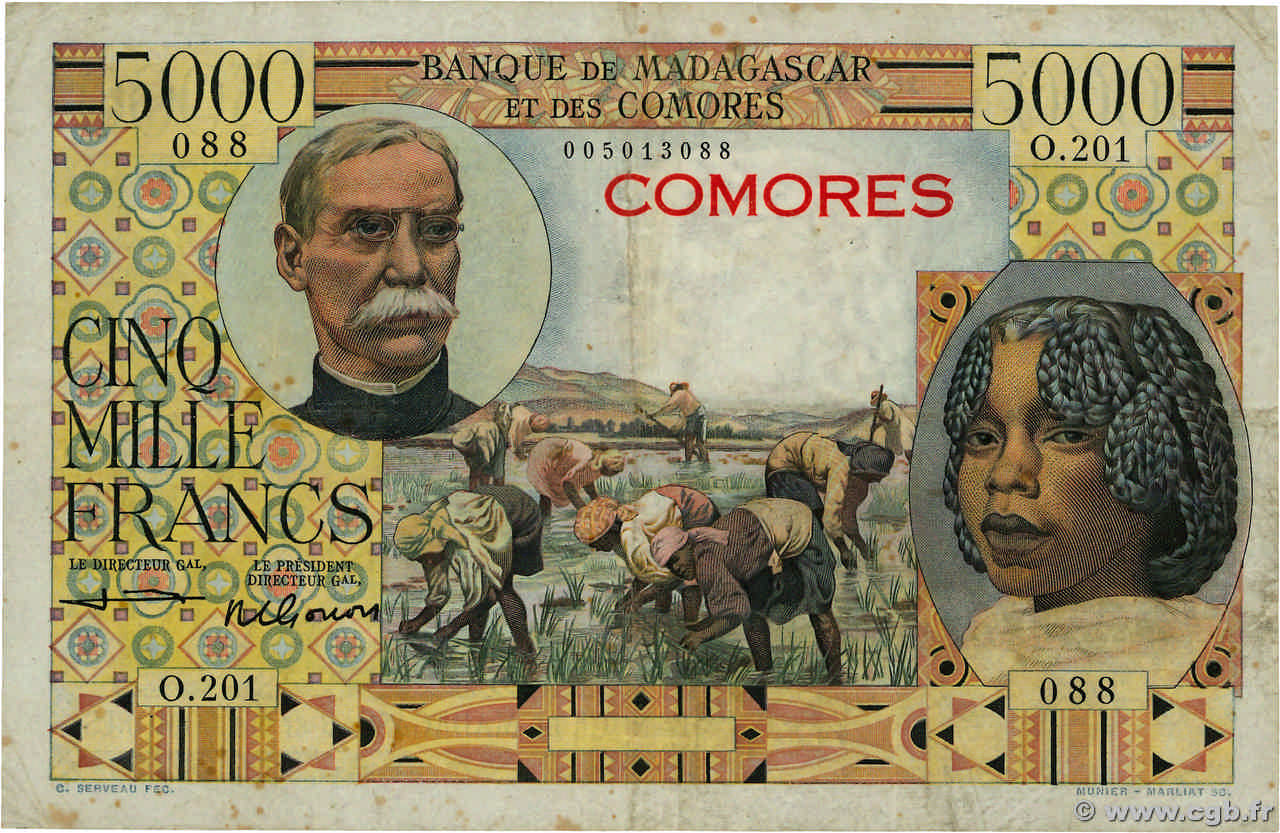 5000 Francs COMORAS  1963 P.06c BC