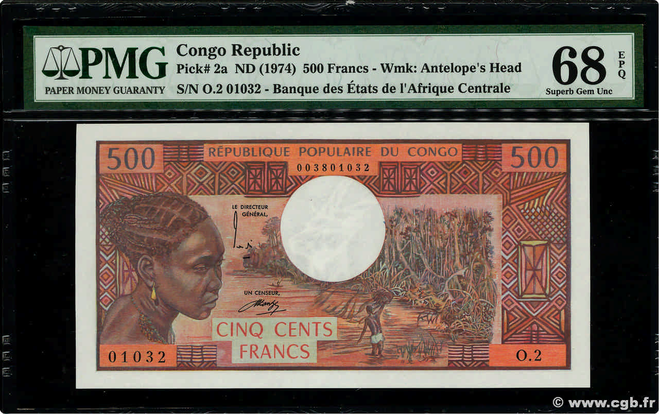 500 Francs CONGO  1974 P.02a UNC