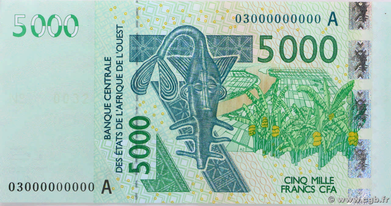 5000 Francs Spécimen ESTADOS DEL OESTE AFRICANO  2003 P.117Aas SC