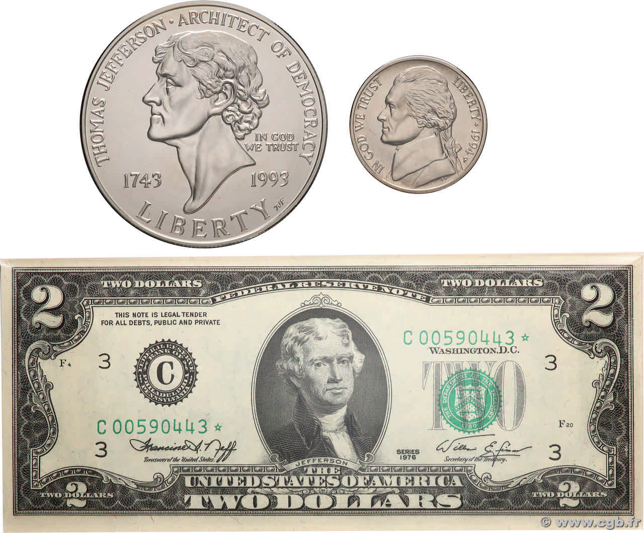 2 Dollars Set de présentation STATI UNITI D AMERICA Philadelphie 1976 P.461* FDC
