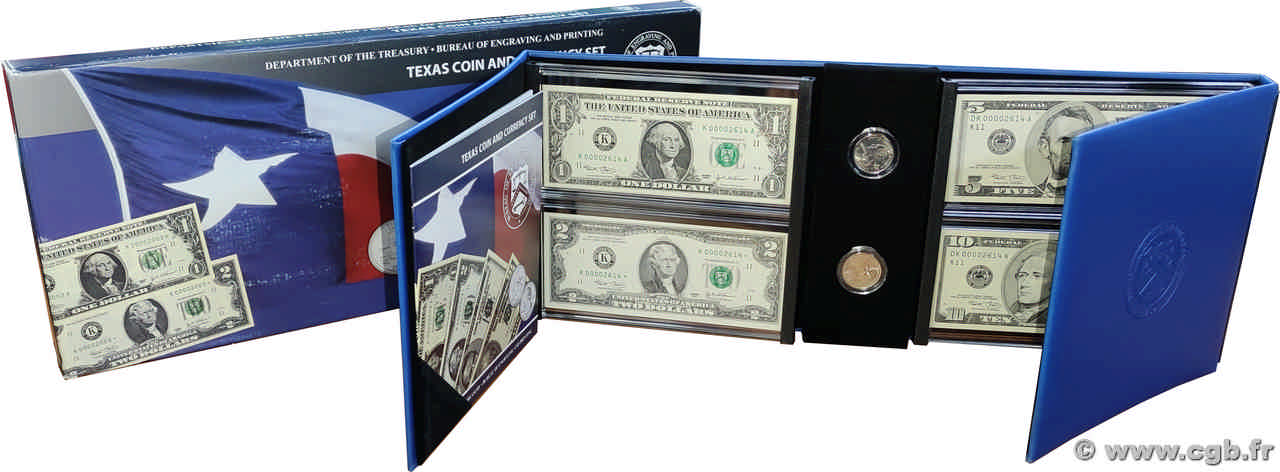 1 à 10 Dollars Set de présentation UNITED STATES OF AMERICA Dallas 2003 P.515 à 518 UNC