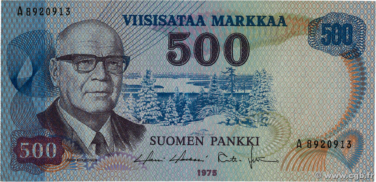 500 Markkaa FINNLAND  1975 P.110a fSS