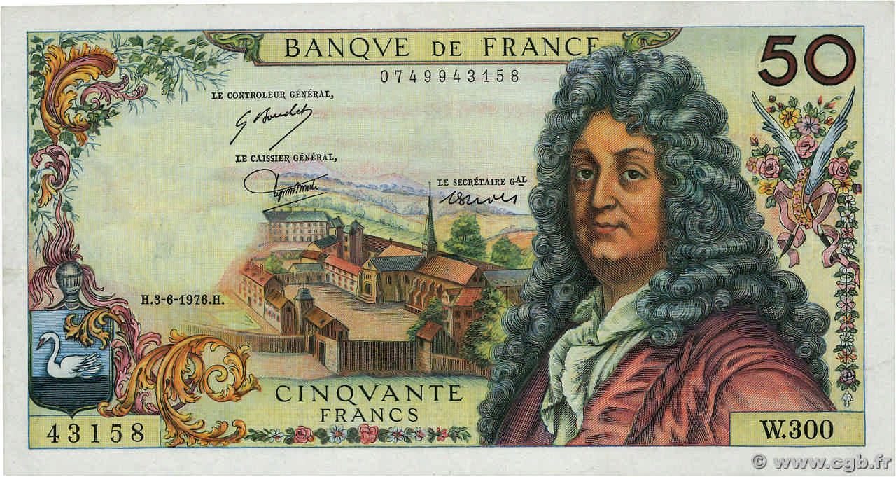 50 Francs RACINE FRANCIA  1976 F.64.33b q.SPL