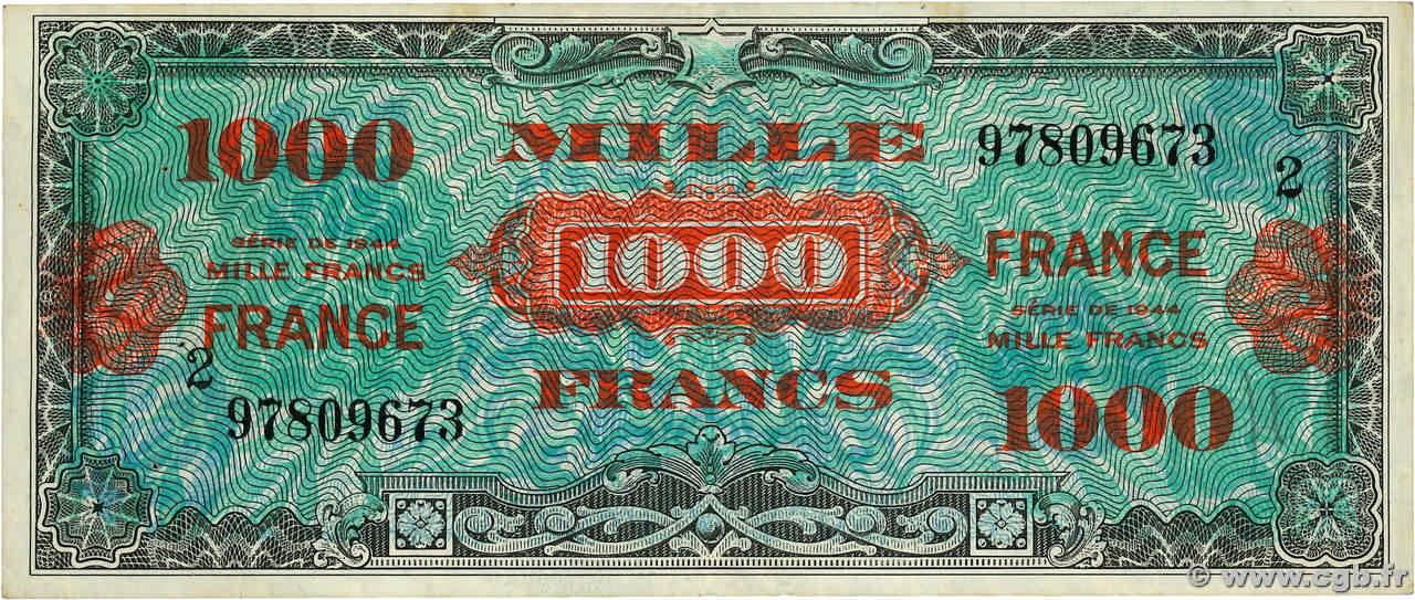 1000 Francs FRANCE FRANCIA  1945 VF.27.02 MBC