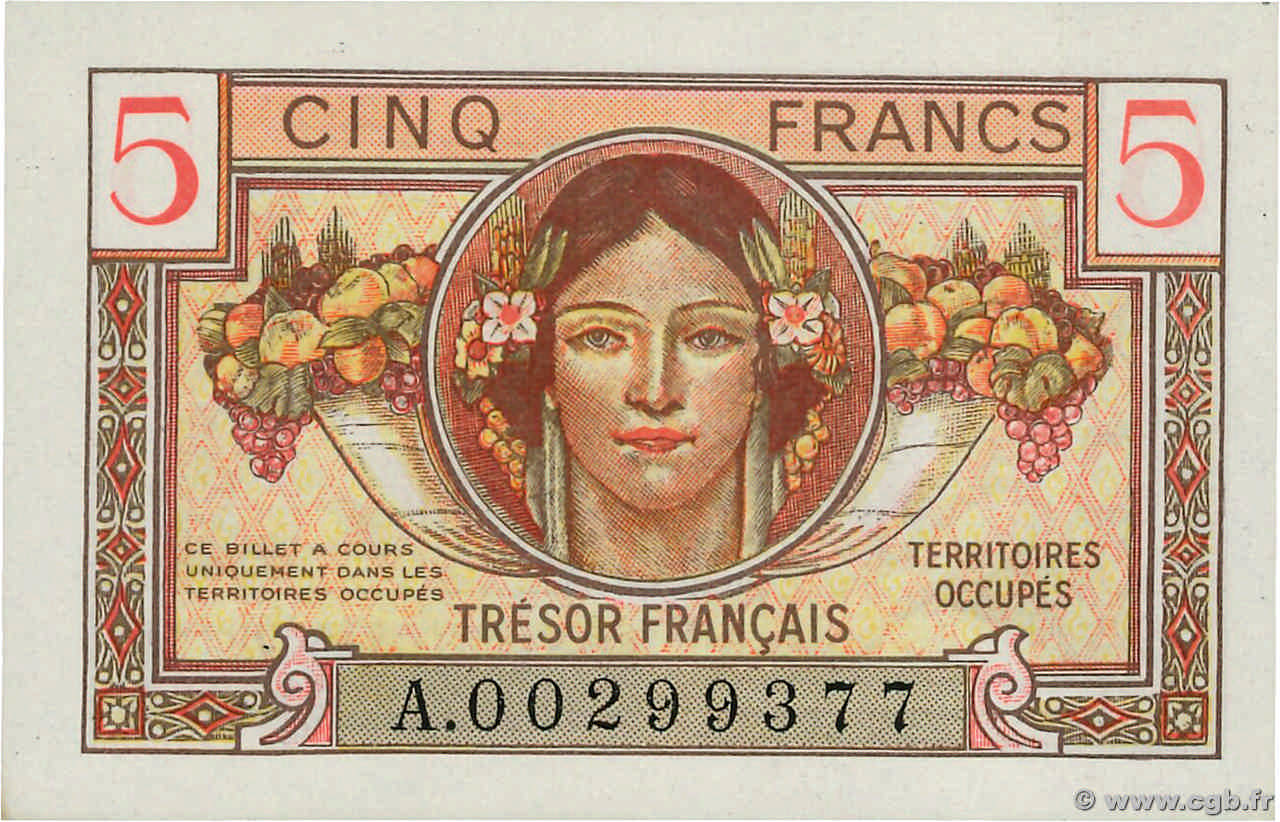 5 Francs TRÉSOR FRANÇAIS FRANCE  1947 VF.29.01 AU