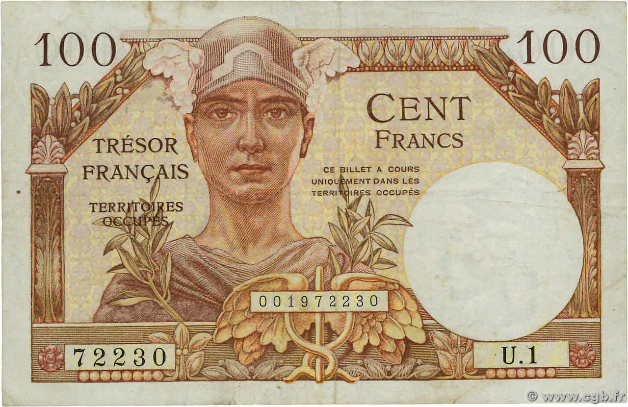100 Francs TRÉSOR FRANÇAIS FRANKREICH  1947 VF.32.01 fSS