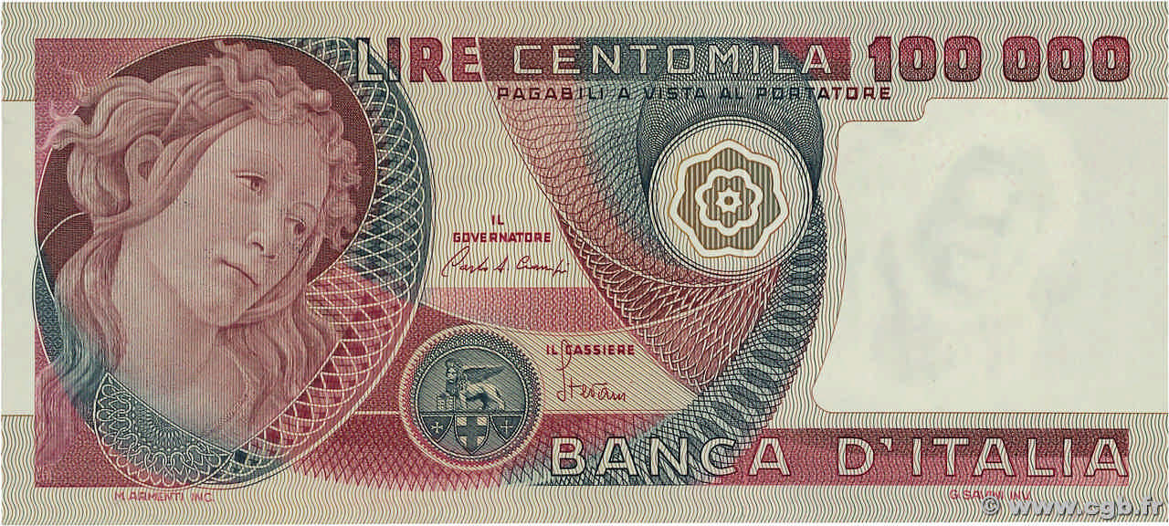 100000 Lire ITALIE  1982 P.108c SPL