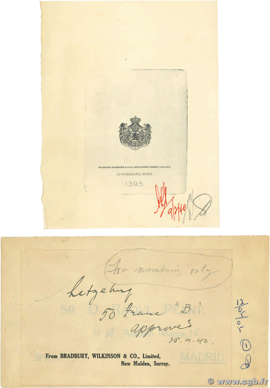 Documents d Imprimeurs Lot LUXEMBOURG  1940  XF