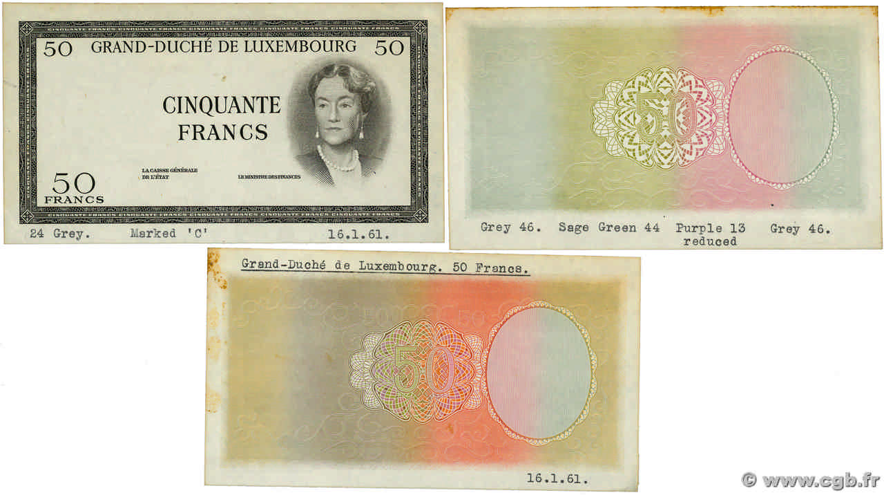 50 Francs Épreuve LUXEMBURG  1961 P.51e VZ