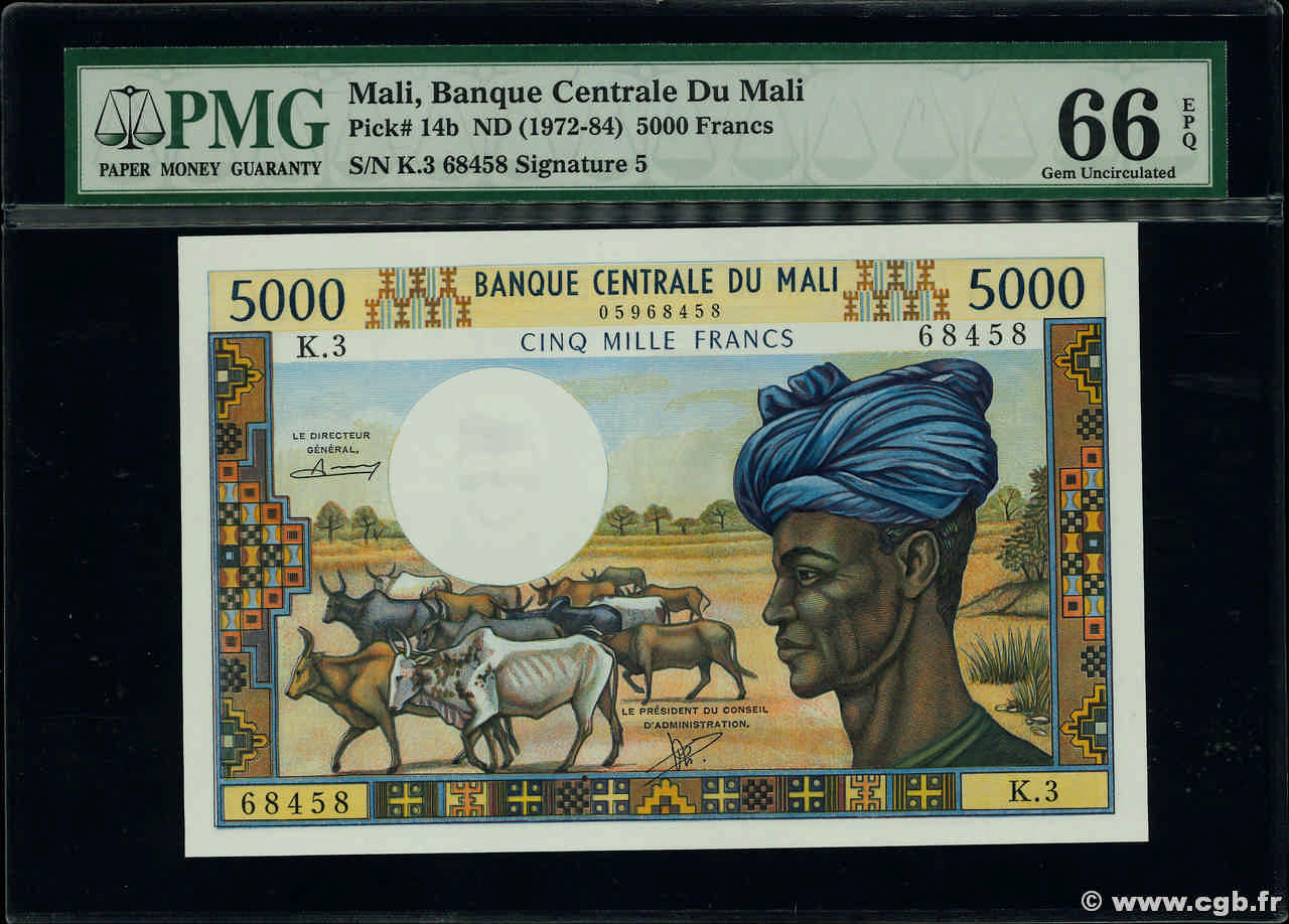 5000 Francs MALI  1973 P.14b UNC