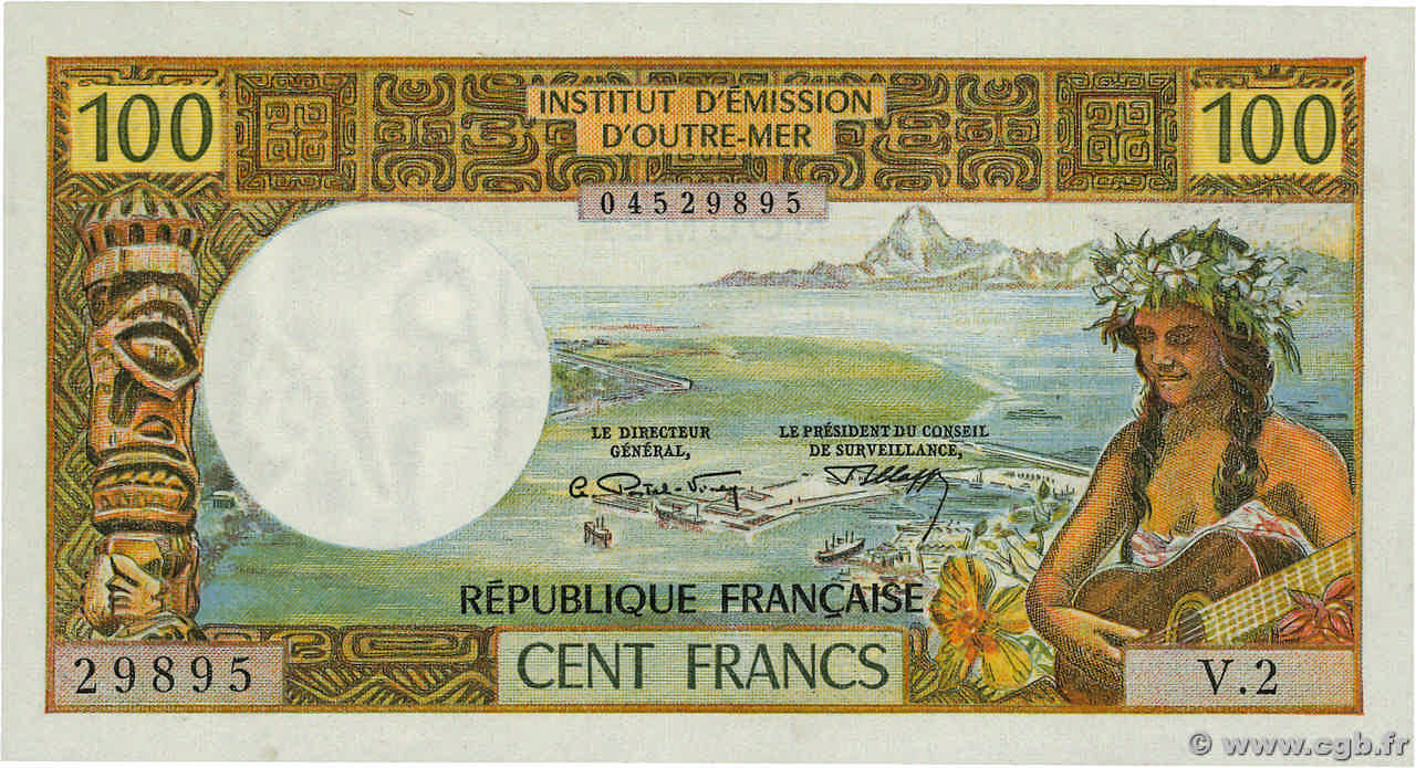 100 Francs NEW CALEDONIA  1972 P.63b AU+