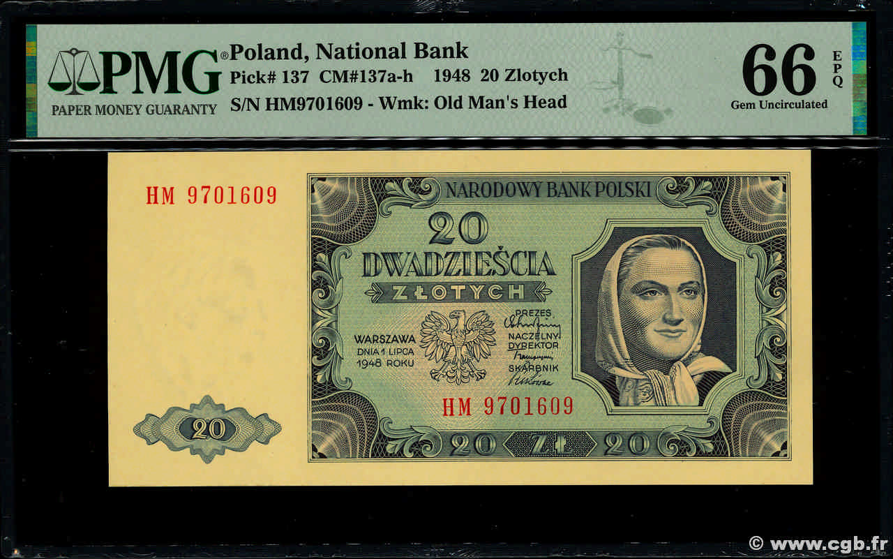 20 Zlotych POLOGNE  1948 P.137a NEUF
