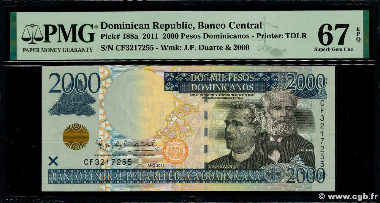 2000 Pesos Dominicanos RÉpublique Dominicaine 2012 P188a 4520521 Billets