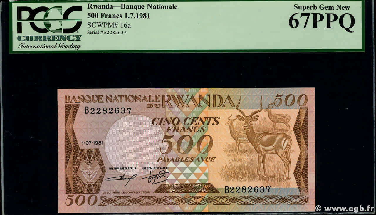 500 Francs RWANDA  1981 P.16a UNC