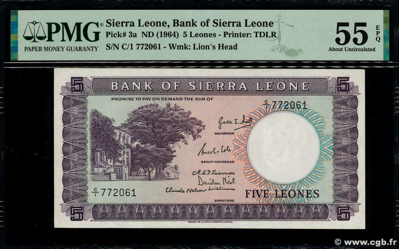 5 Leones SIERRA LEONE  1964 P.03a fST