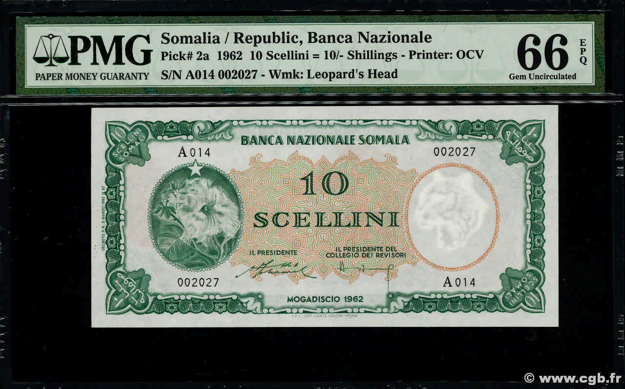 10 Scellini SOMALIE  1962 P.02a NEUF