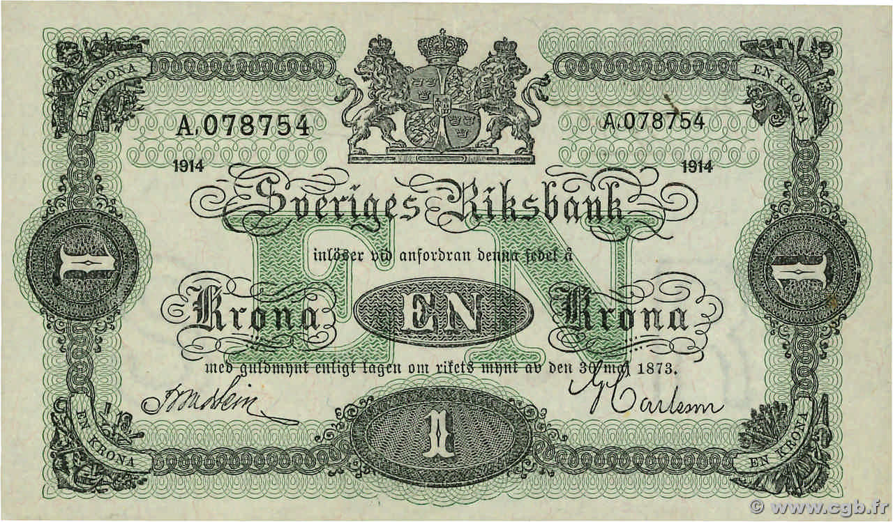 1 Krona SUÈDE  1914 P.32a XF